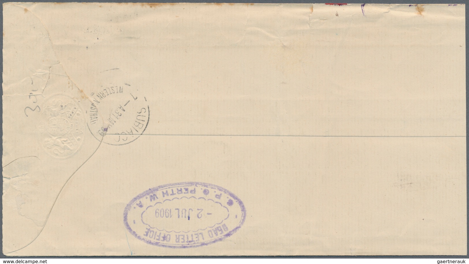 Westaustralien - Dienstmarken: 1909, 2 P Yellow With PERFIN "OS" Tied By Circle Cancel On Registered - Brieven En Documenten