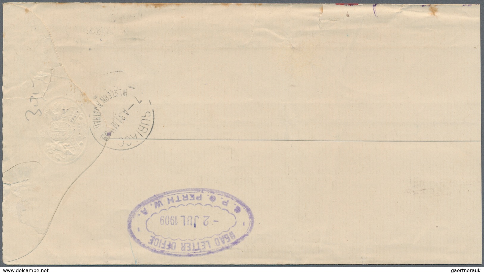 Westaustralien - Dienstmarken: 1909, 2 P Yellow With PERFIN "OS" Tied By Circle Cancel On Registered - Covers & Documents