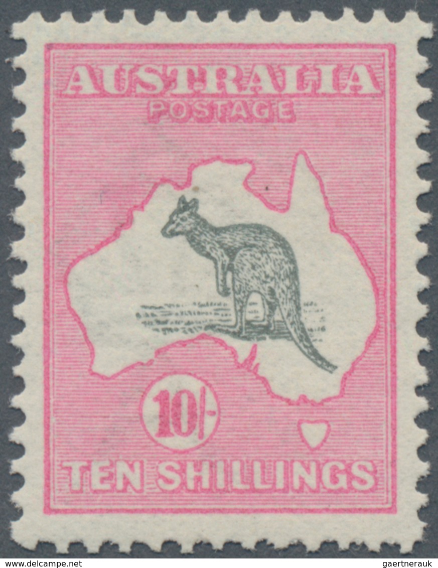 Australien: 1913, Kangaroo 10s. Grey And Pink 1st Wmk. Well Centred And Mint Lightly Hinged, Rare St - Ungebraucht
