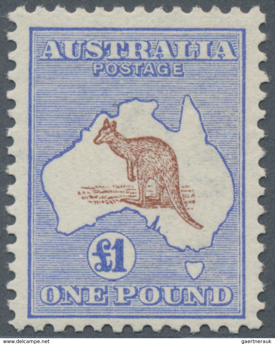 Australien: 1913, Kangaroo £1 Brown And Blue 1st Wmk. Slightly Centred To Bottom And Mint Lightly Hi - Mint Stamps
