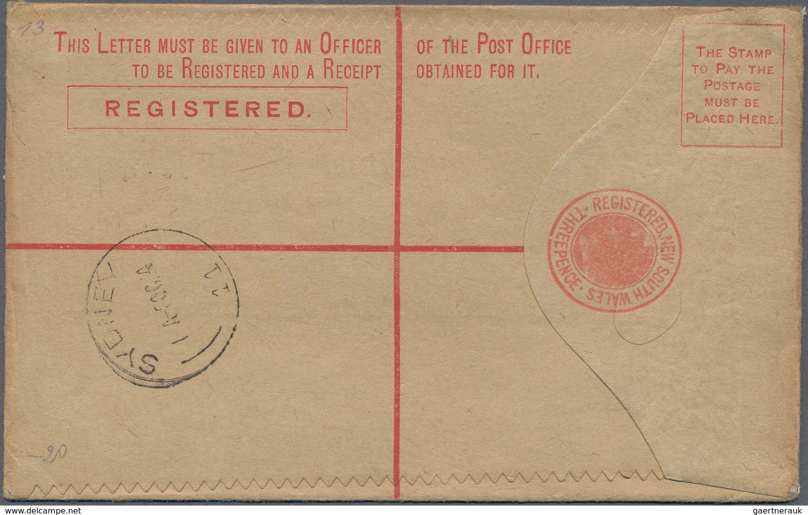 Australien: 1914 (3.10.), NSW Registered Letter 3d. Uprated With Kangaroo 1d. Red (corner Fault) Use - Ongebruikt