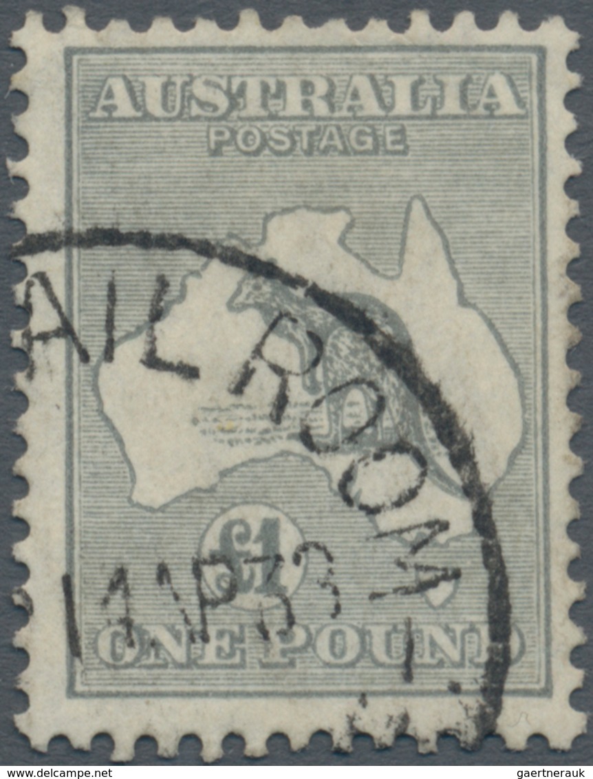 Australien: 1935, Kangaroo £1 Grey CofA Wmk. Fine Used With '(Ship M(AIL ROOM, 14AP38' Cds. But Ligh - Ungebraucht