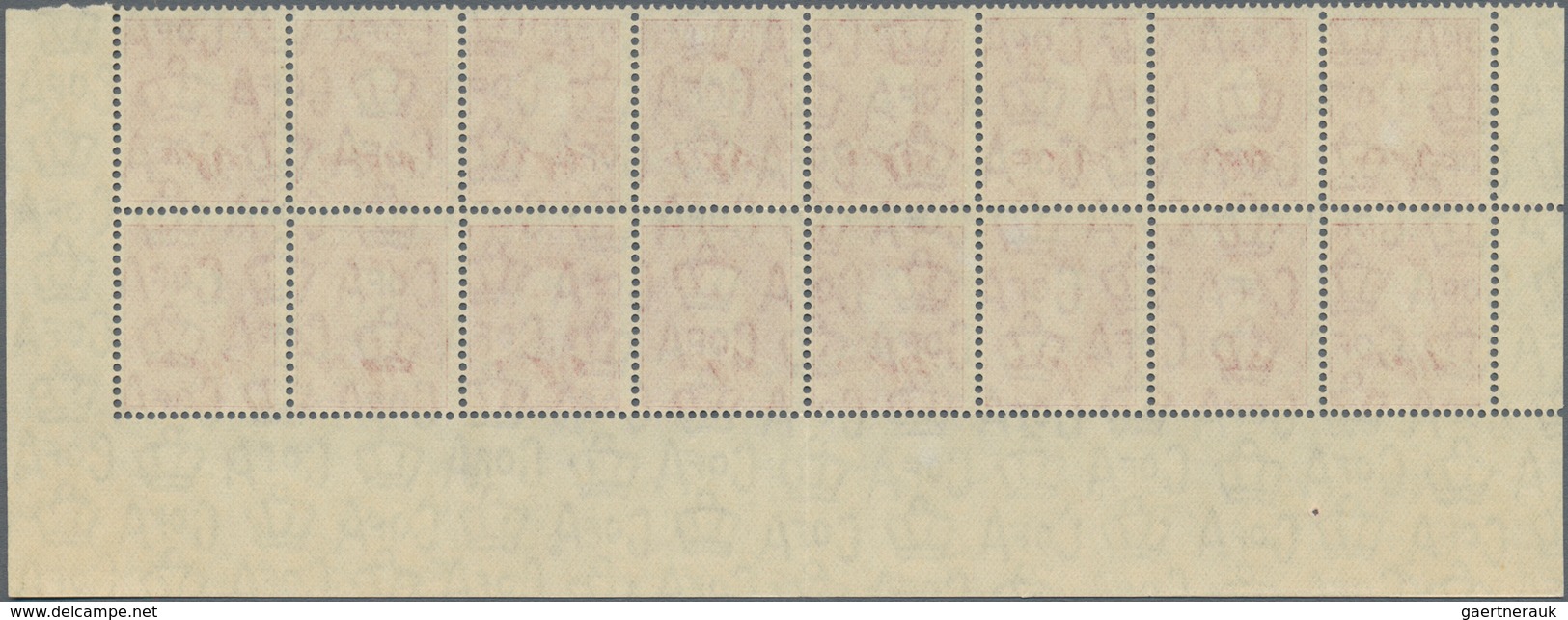 Australien: 1938, KGVI Definitive 2d. Scarlet Perf. 15x14 Block Of 16 From Lower Margin WITHOUT IMPR - Mint Stamps