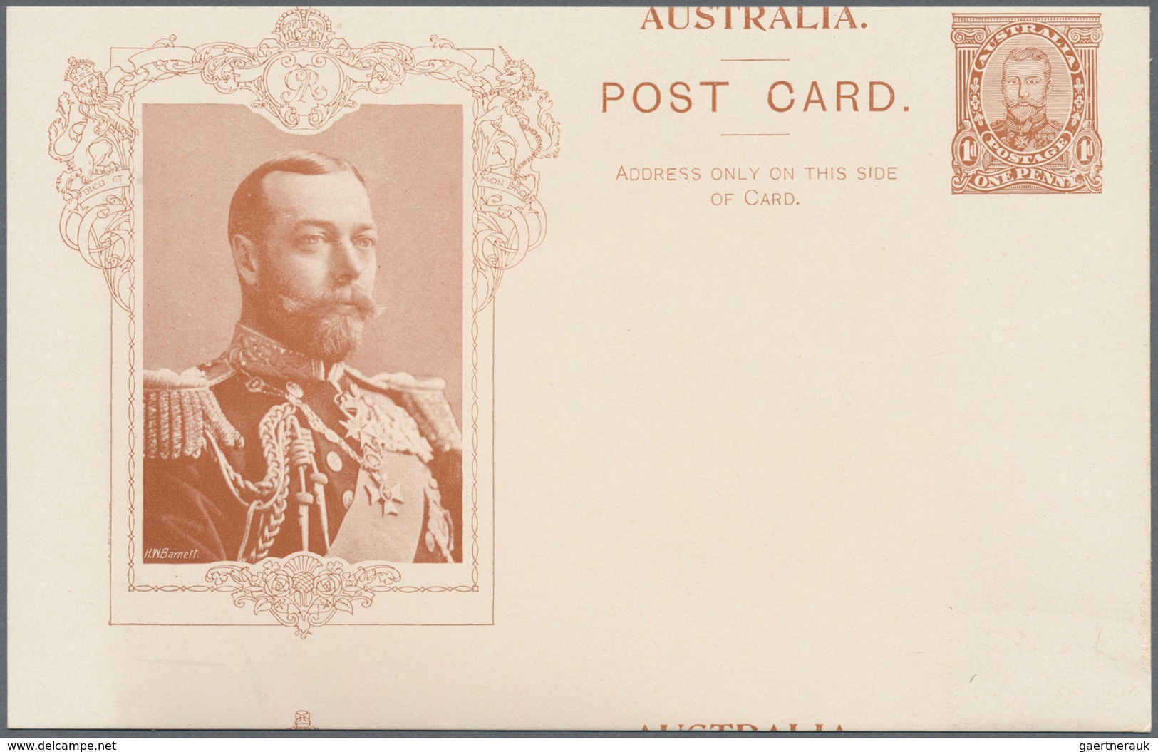 Australien - Ganzsachen: 1911, Coronation Postcard 1d. Brown 'King George In Ornate Unshaded Rectang - Postwaardestukken