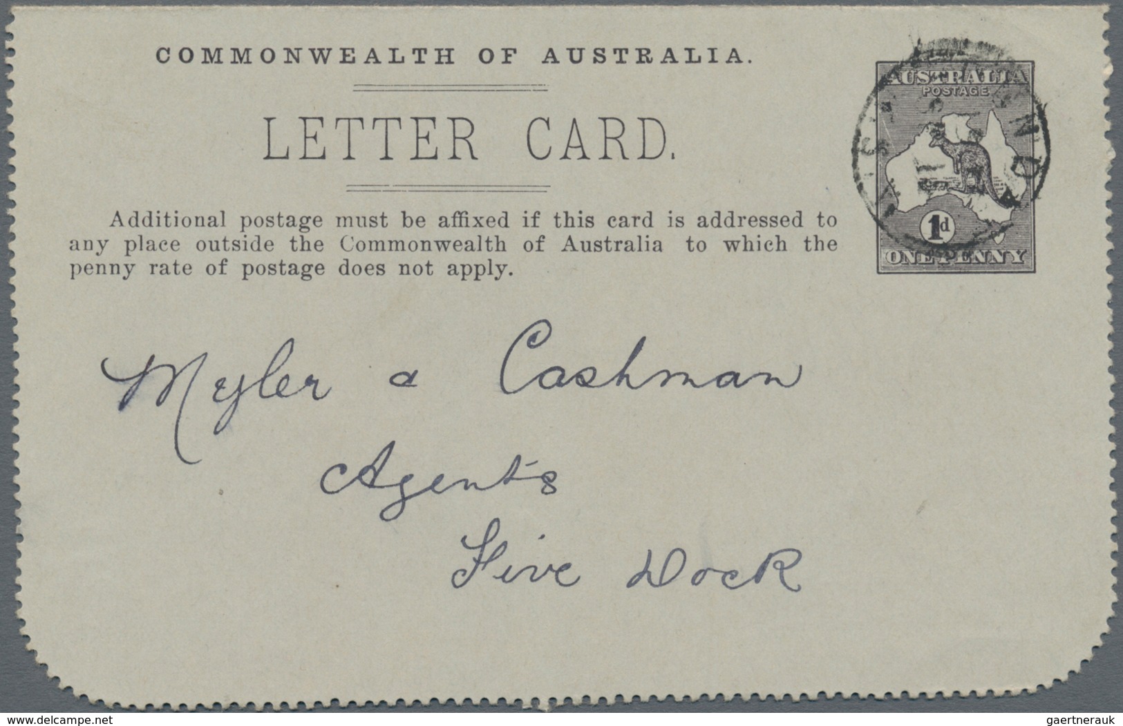 Australien - Ganzsachen: 1913/1916, Six Lettercards Incl. Four Kangaroos 1d. With Views 'HUONVILLE T - Postal Stationery
