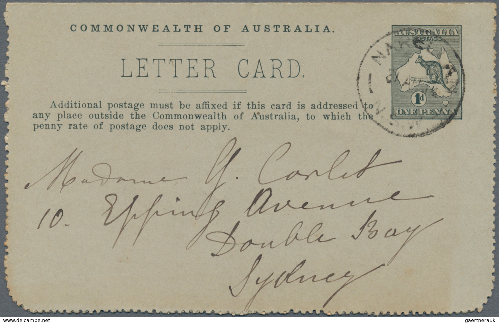 Australien - Ganzsachen: 1913/1916, six lettercards incl. four Kangaroos 1d. with views 'HUONVILLE T