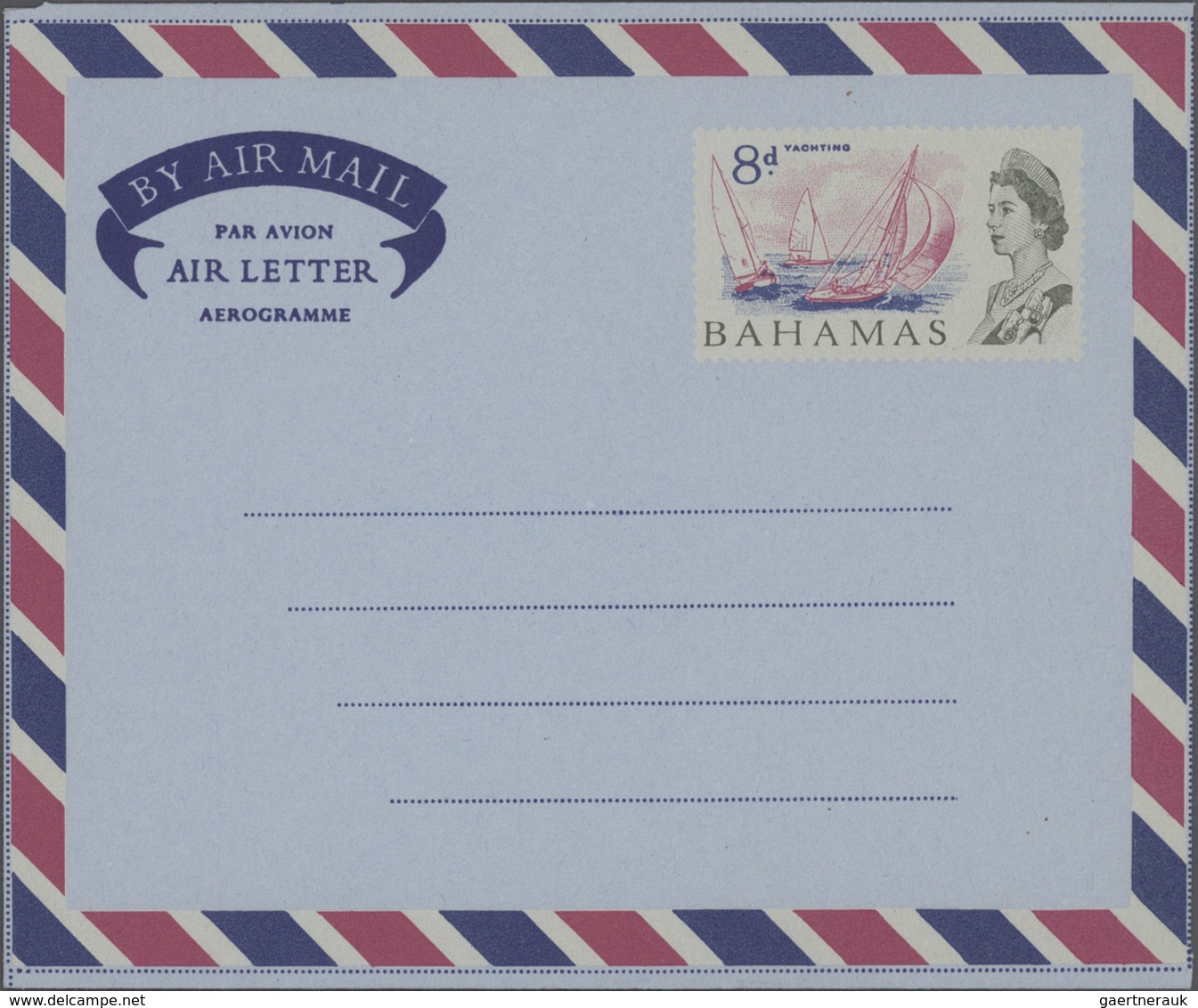 Bahamas: 1965 Unused Aerogram 8d Green And Blue Colours Are Omitted (Queens Head And Bahamas + Value - Bahamas (1973-...)