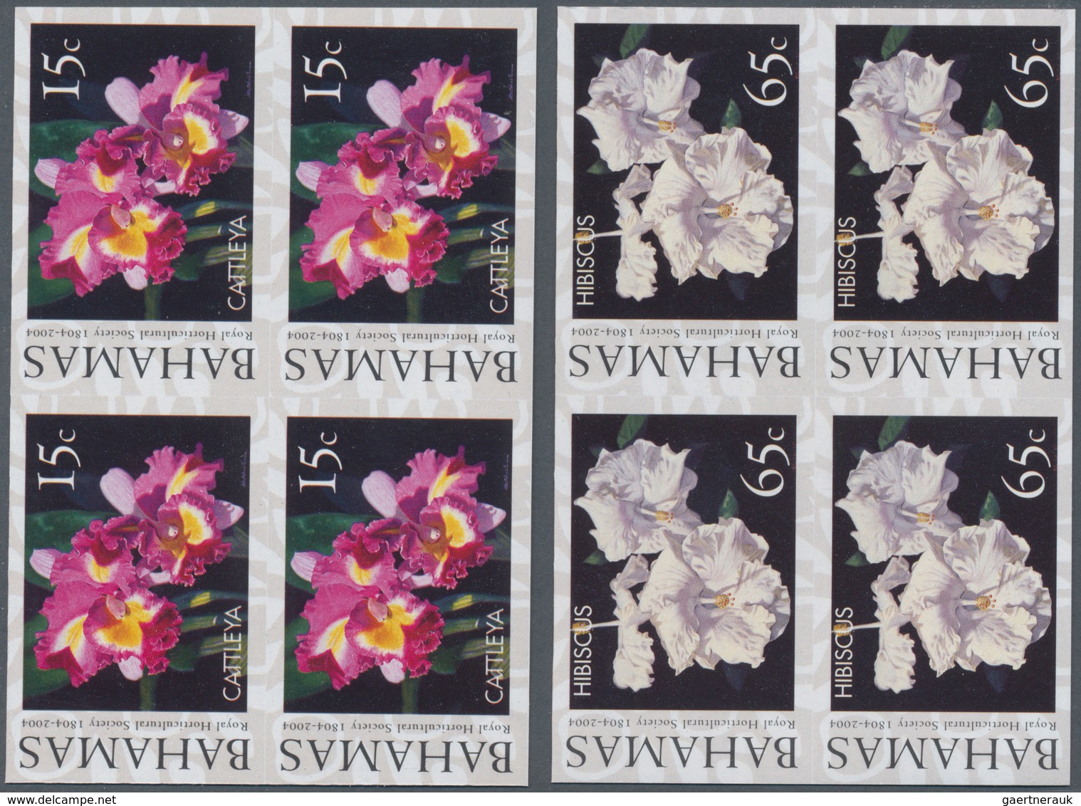 Bahamas: 2004. Complete Set "200 Years Royal Horticultural Society (RHS)" (4 Values) In IMPERFORATE - Bahama's (1973-...)