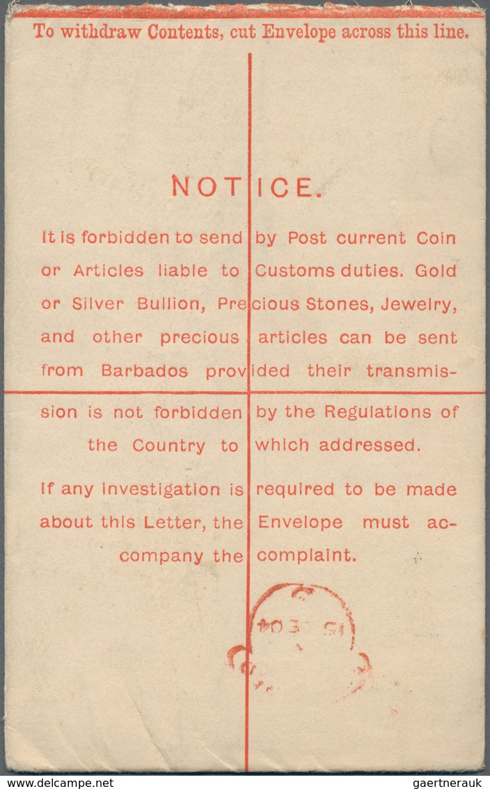 Barbados: 1899/1904, Two Registered Letters QV 2d. Blue In Different Sizes With Imprint 'Thos. De La - Barbados (1966-...)