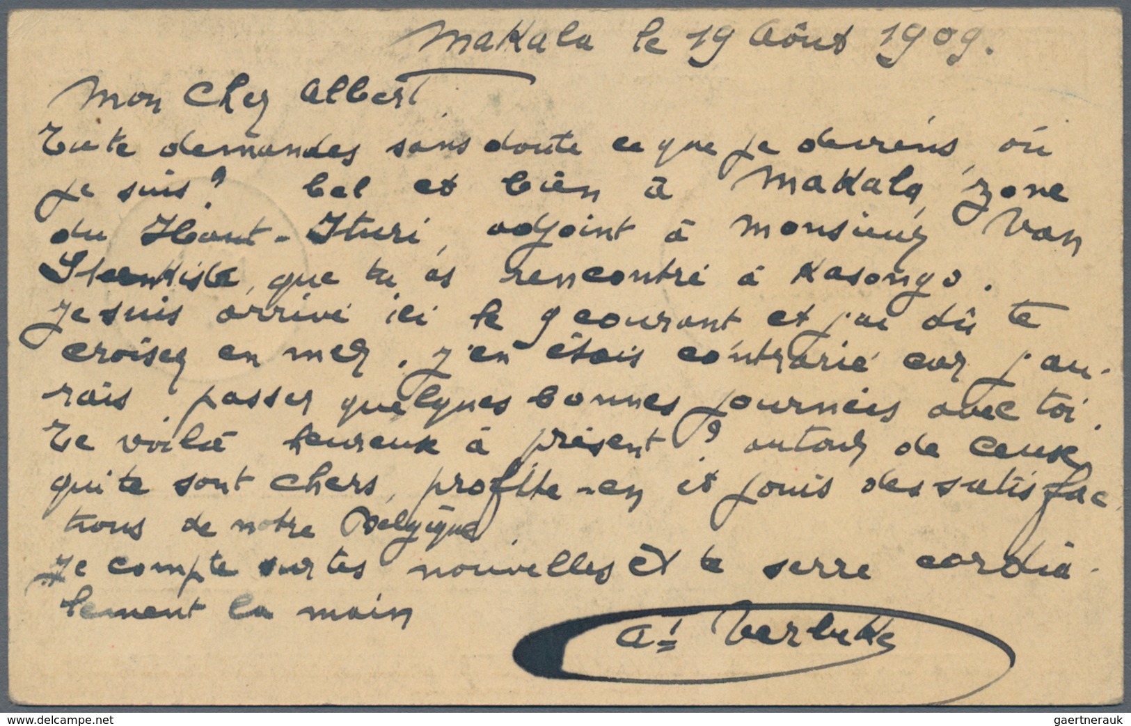 Belgisch-Kongo: 1908 Postal Stationery Card 15c., Surcharged "CONGO BELGE", Used From Makala To Cour - Andere & Zonder Classificatie