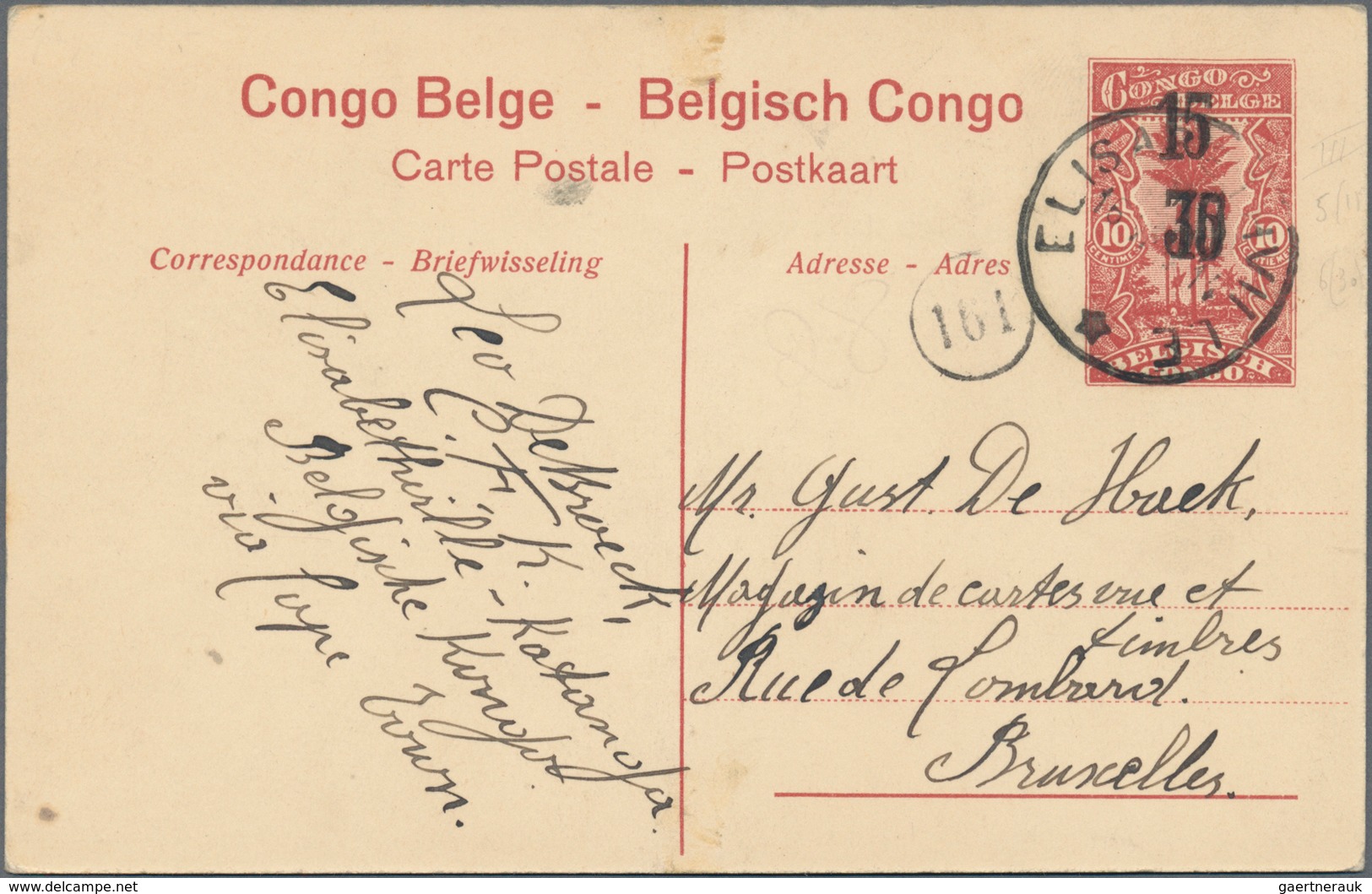 Belgisch-Kongo: 1922, 10 C Red Picture Psc (Types Bangala) With Double Surcharge "15" Besides "30", - Other & Unclassified