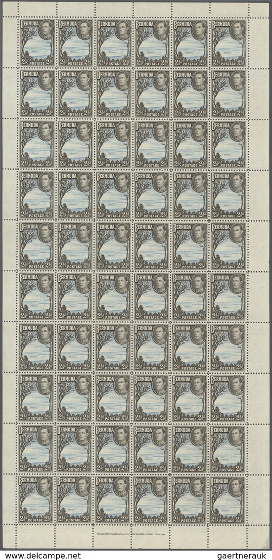 Bermuda-Inseln: 1941 'Grape Bay' 2½d. Pale Blue & Sepia-black, Two Complete Sheets Of 60 Plus Part S - Bermuda