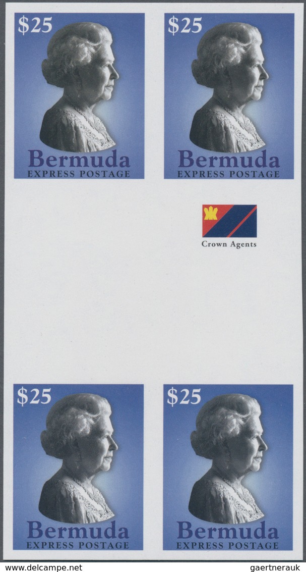 Bermuda-Inseln: 2003, Express Stamp QEII $25 In An IMPERFORATE Gutter Block Of Four With 'Crown Agen - Bermuda