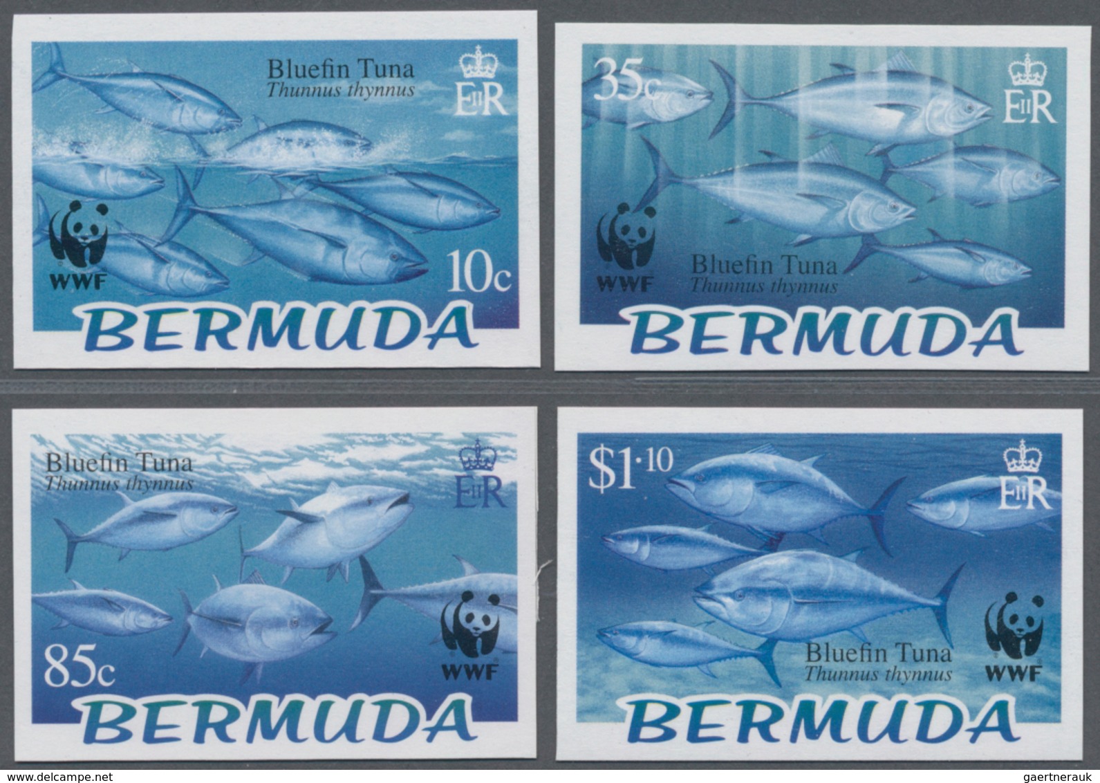 Bermuda-Inseln: 2004, WWF Bluefin Tuna (Thunnus Thynnus) Complete IMPERFORATE Set Of Four, Mint Neve - Bermudes