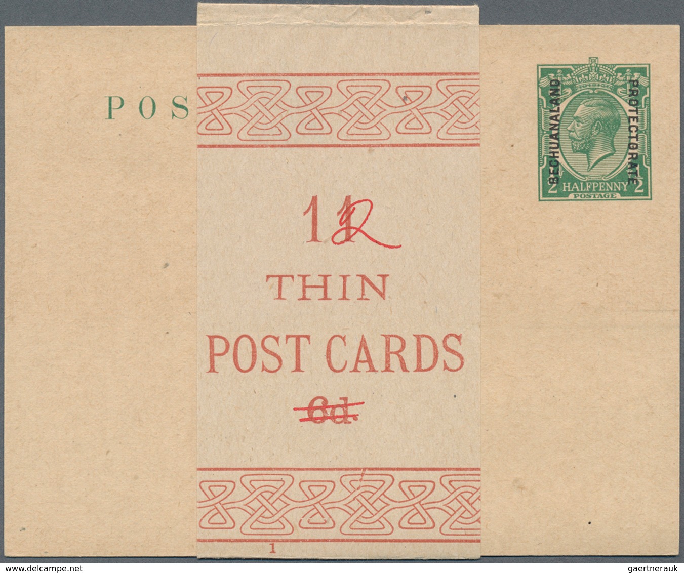 Betschuanaland: 1921, British Stat. Postcard KGV ½d. Green With Vertical Opt. 'BECHUANALAND / PROTEC - 1885-1964 Protectoraat Van Bechuanaland