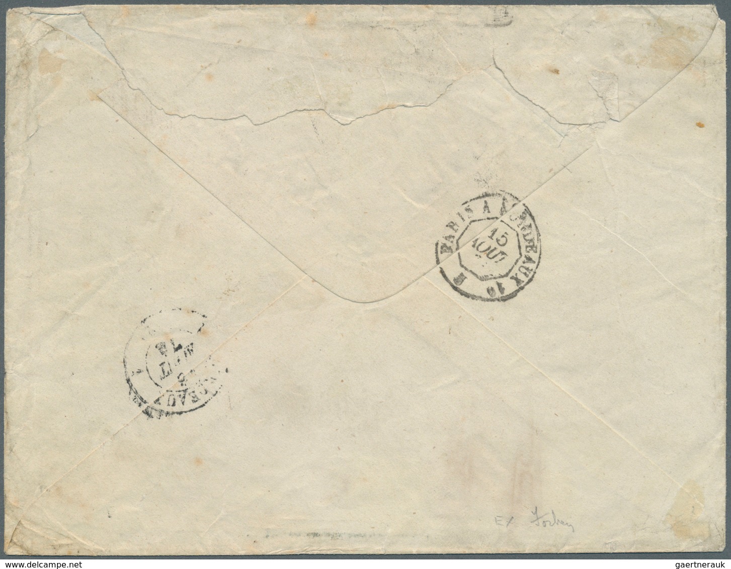 Brasilien: 1875, 10 R. Red (3 Inc. Pair), 100 R. Green And 500 R. Orange Canc. Grid On Cover Endorse - Sonstige & Ohne Zuordnung
