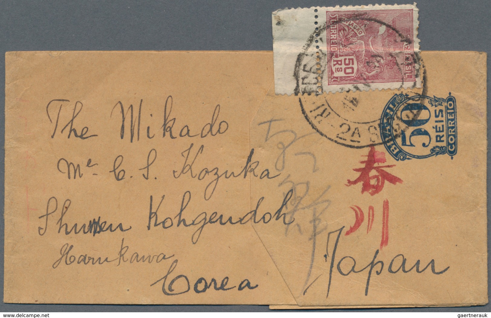 Brasilien: 1926/30, To Korea: Two Registered Covers From Pernambuco (endorsed "Pelo ALMANZORRA") Res - Other & Unclassified