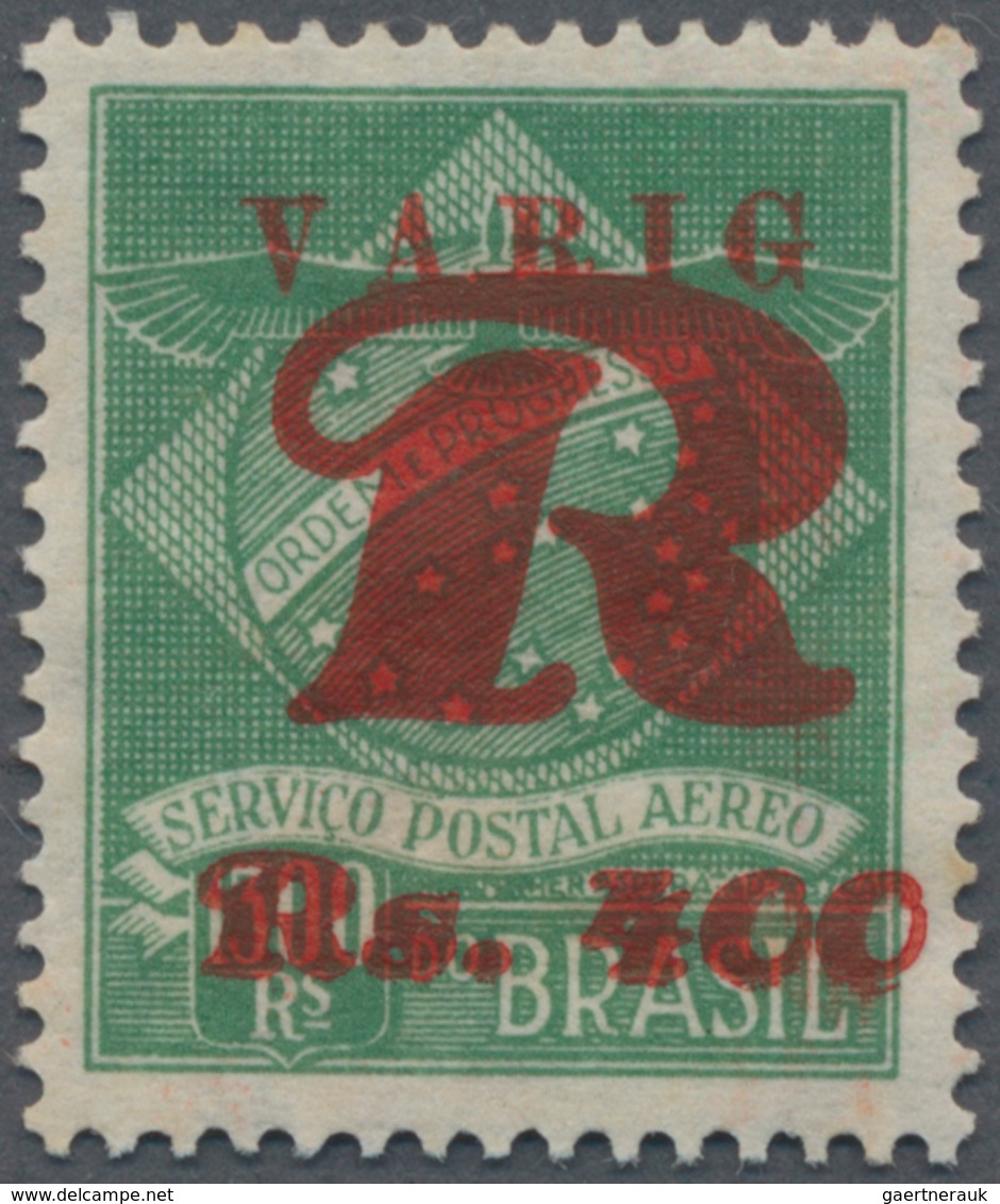 Brasilien - Privatflugmarken Varig: 1931, "R / Rs. 400" On 1300r. Green, VERMILION Surcharge In Curs - Airmail (Private Companies)