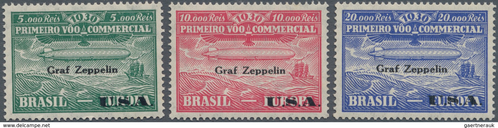 Brasilien - Privatflugmarken Zeppelin: 1930, Overprints "Graf Zeppelin U.S.A.", 5000r.-20000r., Comp - Luftpost (private Gesellschaften)