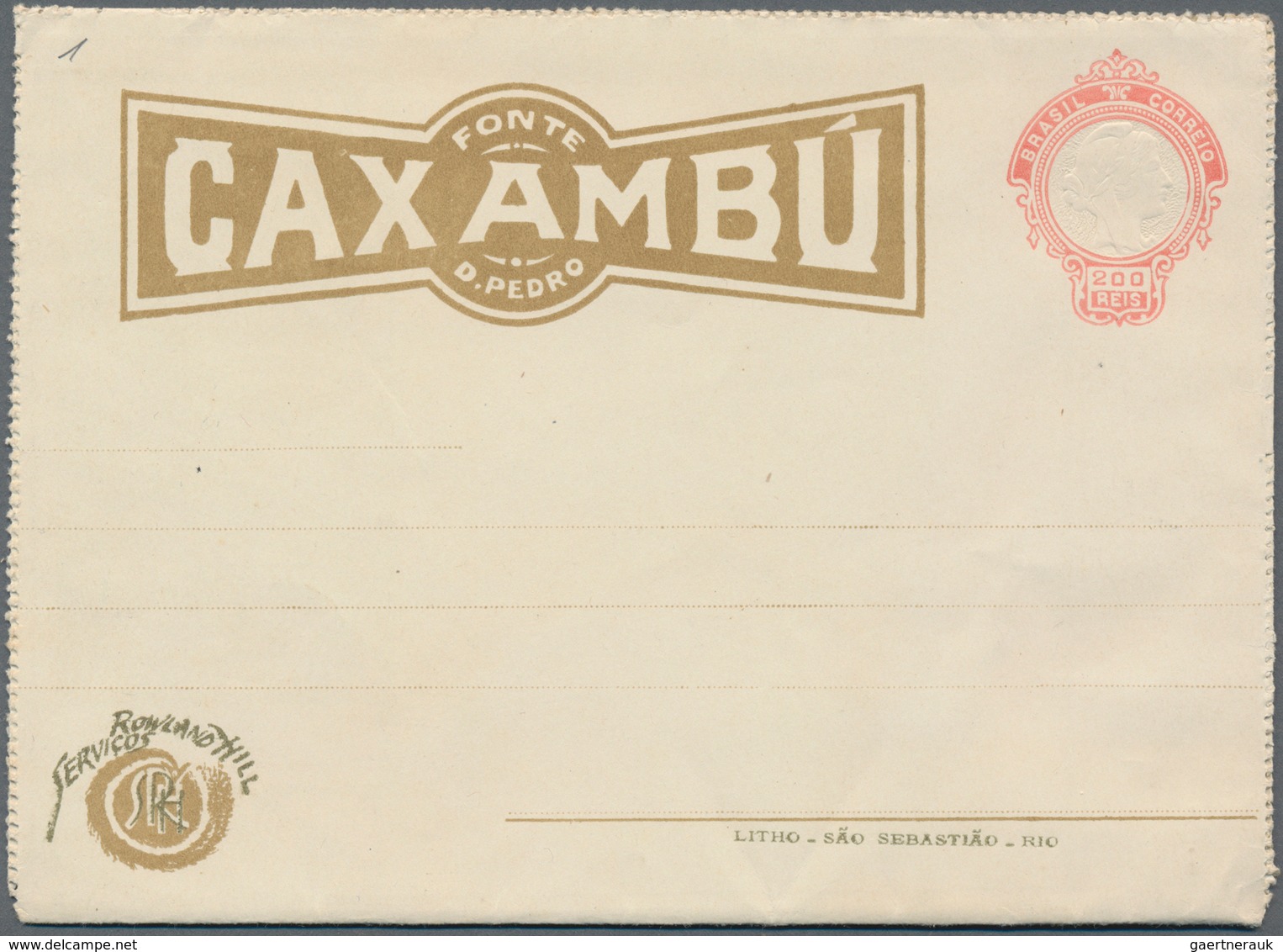 Brasilien - Ganzsachen: 1927, Stationery Advertising Letter Sheet 200 Reis "FONTE CAX AMBU D.PEDRO", - Ganzsachen