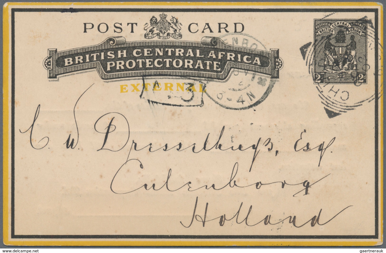 Britisch-Zentralafrika: 1898/1905, Three Stat. Postcards 'Coat Of Arms' 2d. Black (EXTERNAL) Commerc - Other & Unclassified