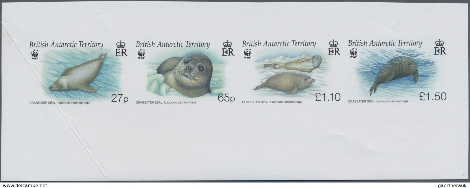 Britische Gebiete In Der Antarktis: 2009, Crabeater Seal, IMPERFORATE Proof Se-tenant Strip Of Four, - Nuovi