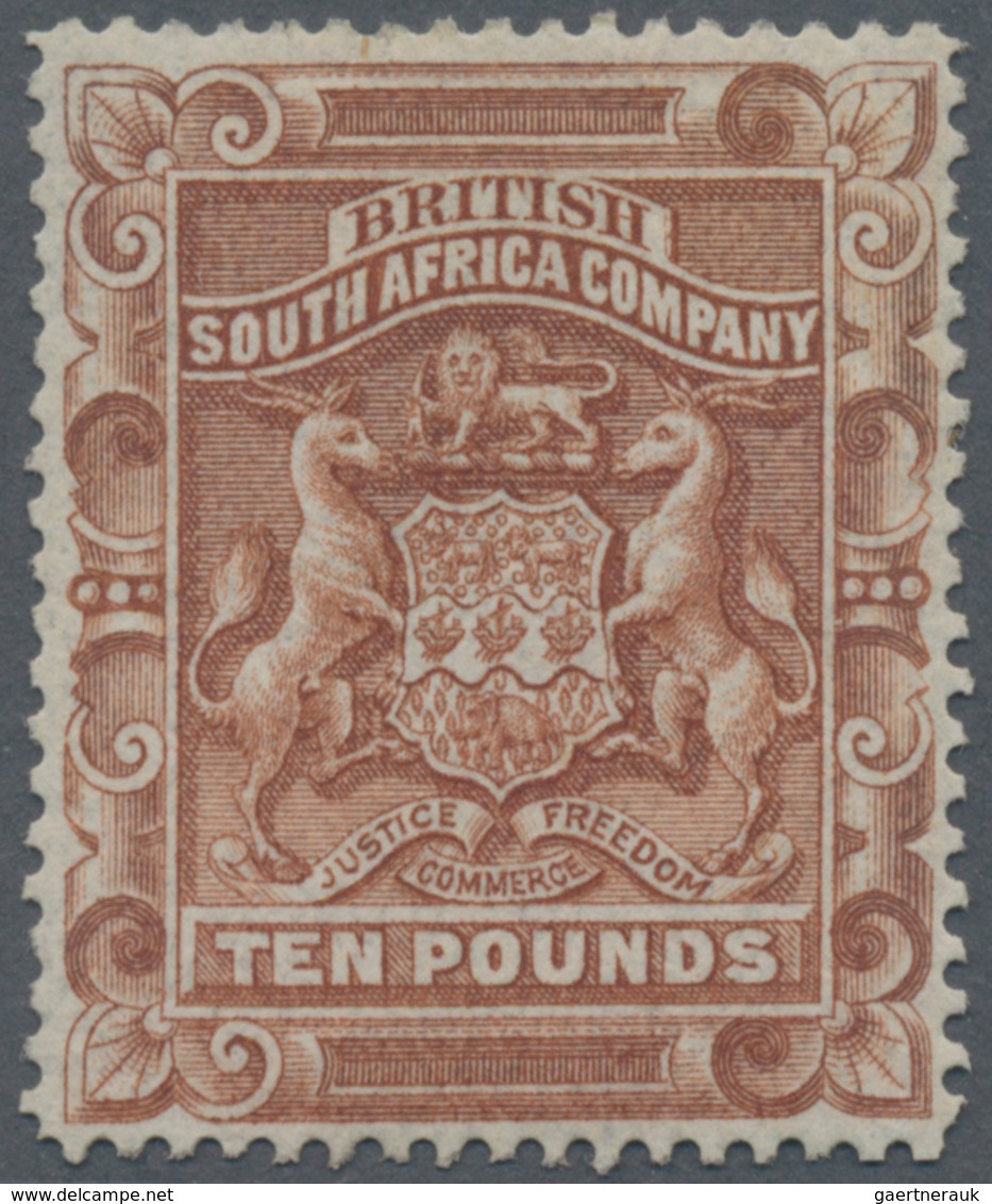 Britische Südafrika-Gesellschaft: 1892 £10 Brown, Perf 14½, MINT With First Hinge On Large Part Orig - Non Classificati