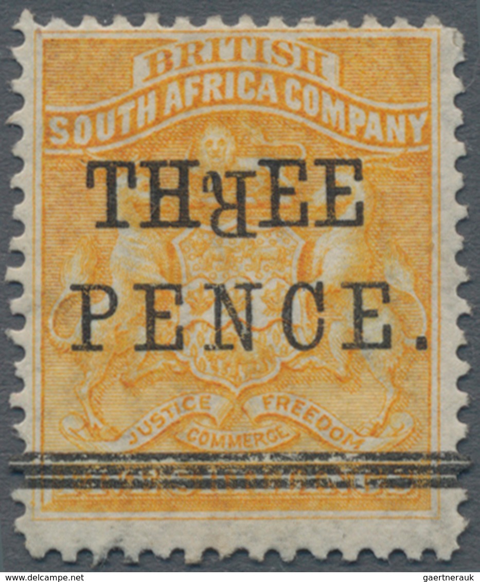 Britische Südafrika-Gesellschaft: 1896 'Matabele Rebellion Provisional' 3d. On 5s. Orange-yellow Sho - Ohne Zuordnung