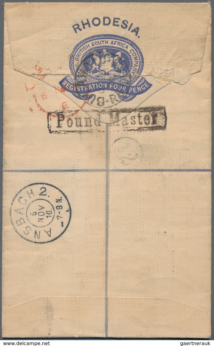 Britische Südafrika-Gesellschaft: 1909 Postal Stationery Registered Envelope 4d. Ultramarine With Cu - Zonder Classificatie