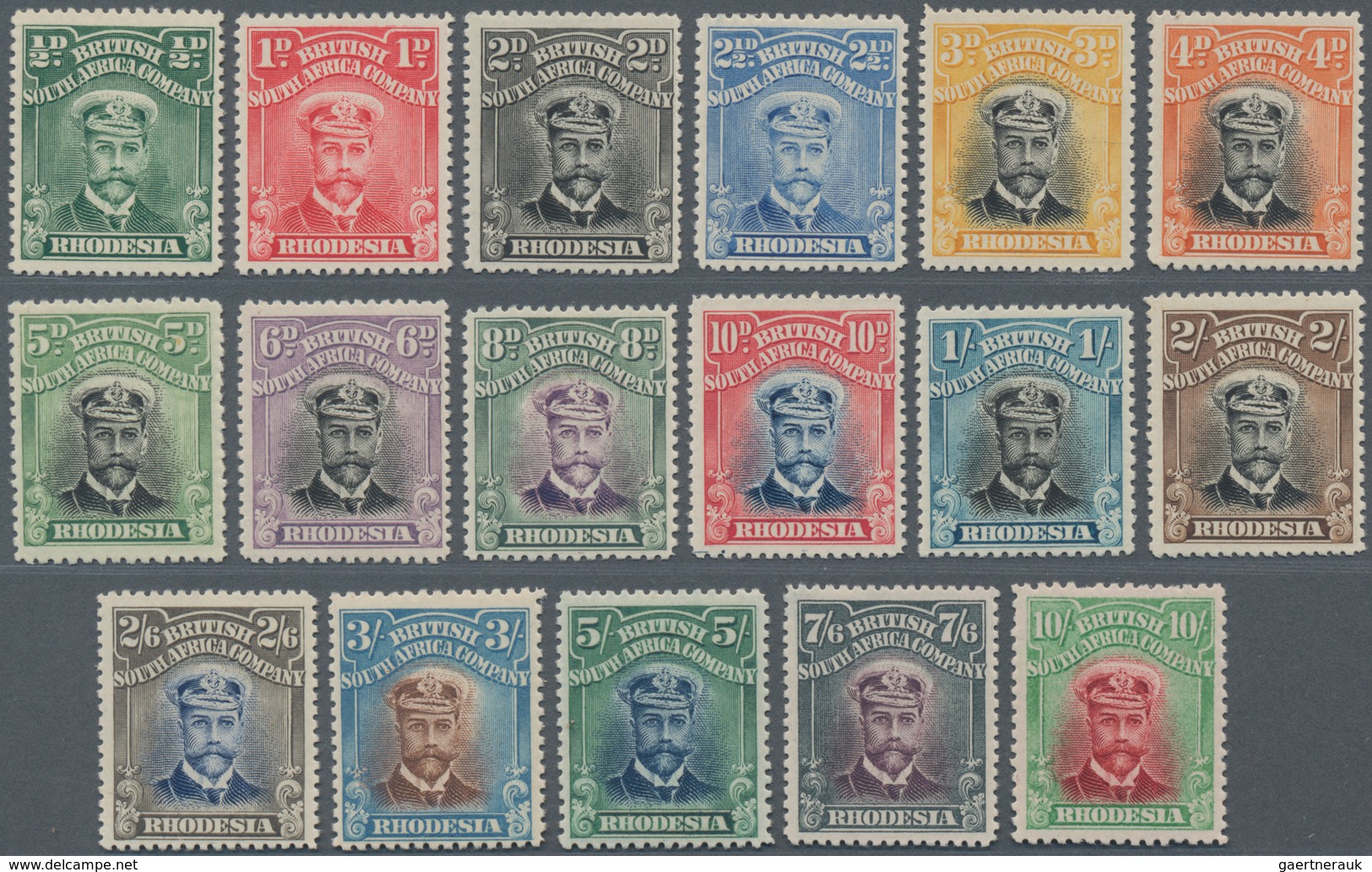 Britische Südafrika-Gesellschaft: 1913/1923, KGV As Admiral 17 Different Values From ½d To 10s. Unch - Zonder Classificatie