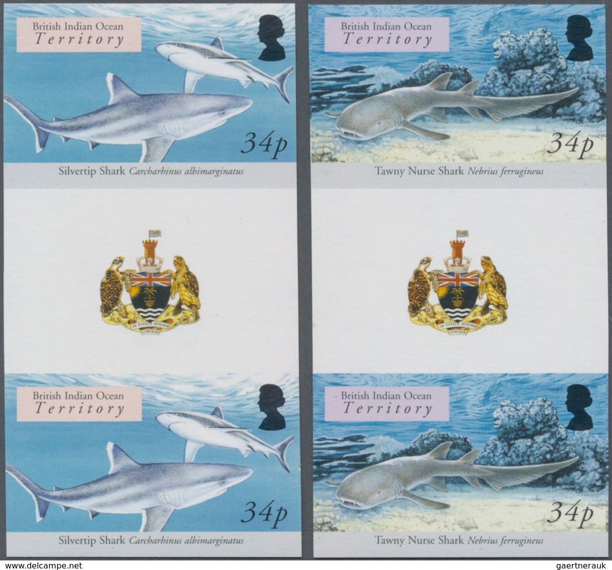 Britisches Territorium Im Indischen Ozean: 2005, Sharks And Rays Complete Set Of Eight In Vertical I - Andere & Zonder Classificatie