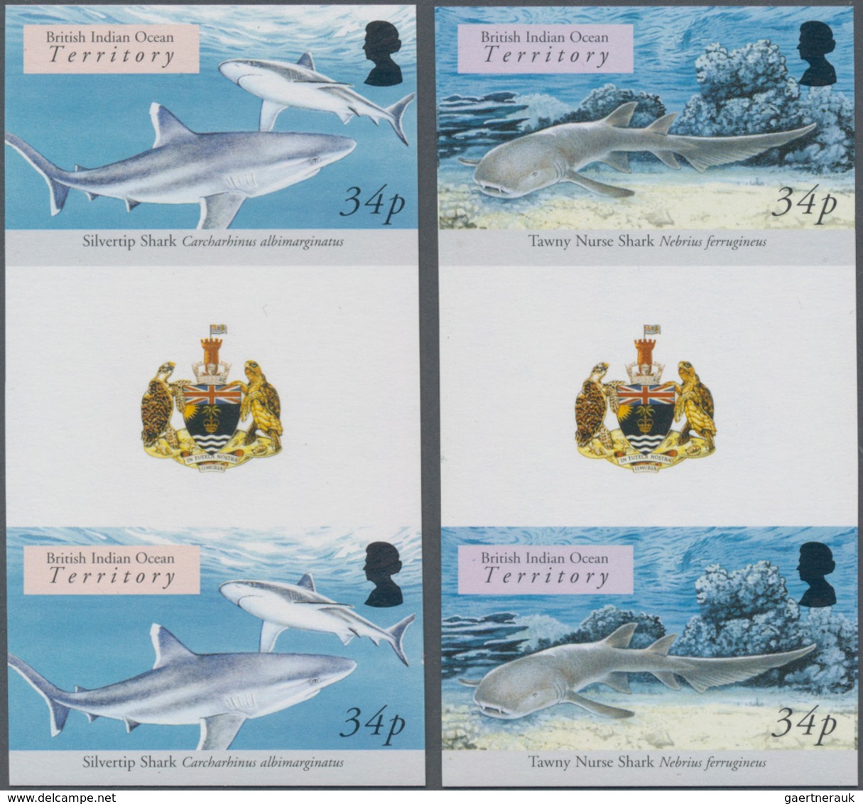 Britisches Territorium Im Indischen Ozean: 2005, Sharks And Rays Complete Set Of Eight In Vertical I - Other & Unclassified