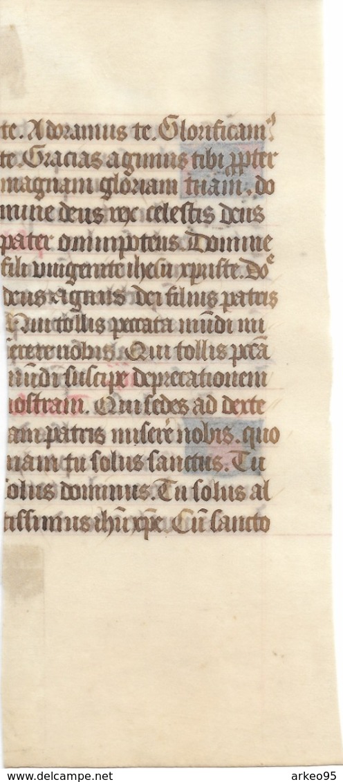 Fragment De Page De Manuscrit 14-15e Avec Lettrines Dorées - Manuscripten