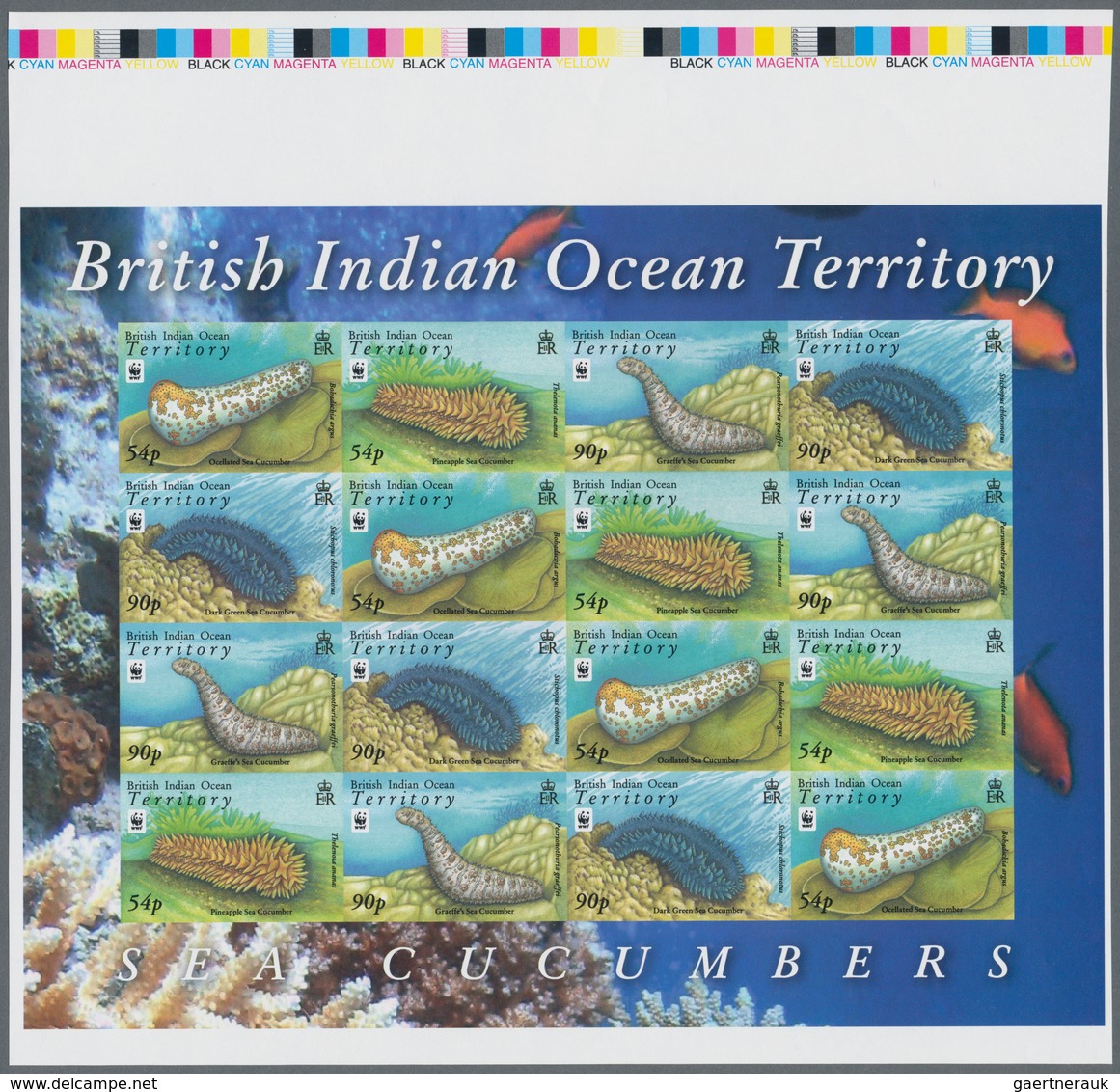 Britisches Territorium Im Indischen Ozean: 2008, WWF Sea Cucumbers In A Complete IMPERFORATE Sheetle - Andere & Zonder Classificatie