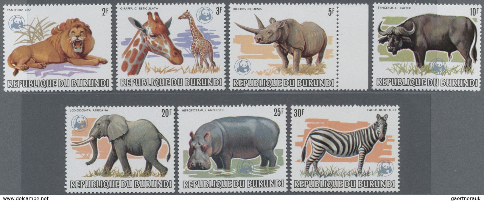 Burundi: 1983, African Wildlife Complete Set Of 13 From 2fr. To 85fr. (Lion, Giraffe, Rhinoceros, El - Ungebraucht