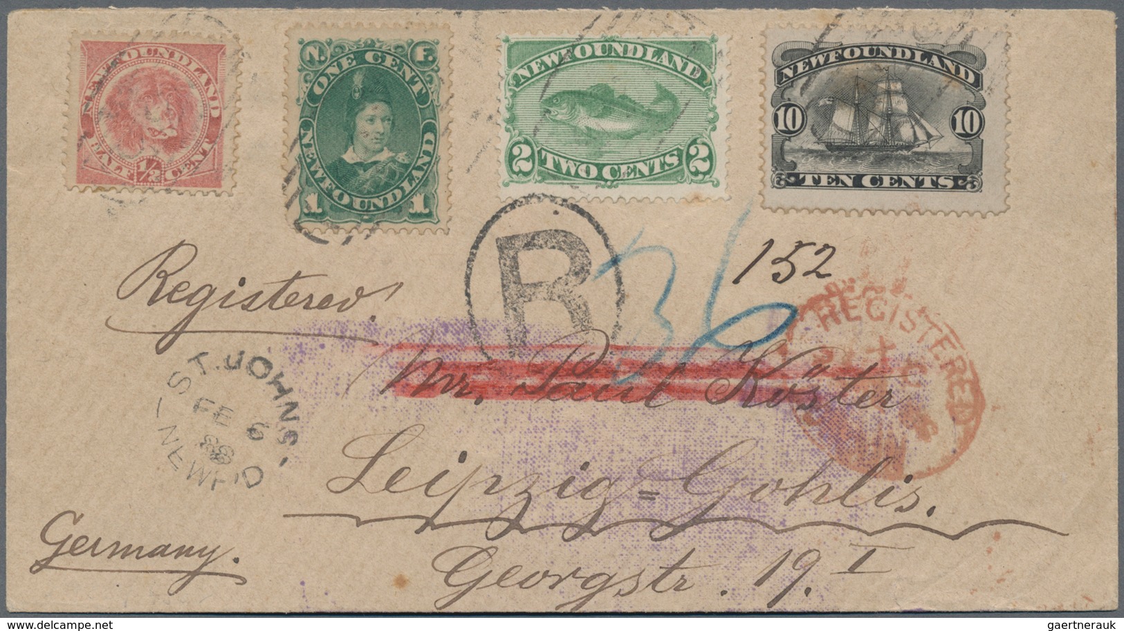 Neufundland: 1888, ½c. Rose-red, 1c. Blue-green, 2c. Yellow-green (slight Toning Spot) And 10c. Blac - 1857-1861