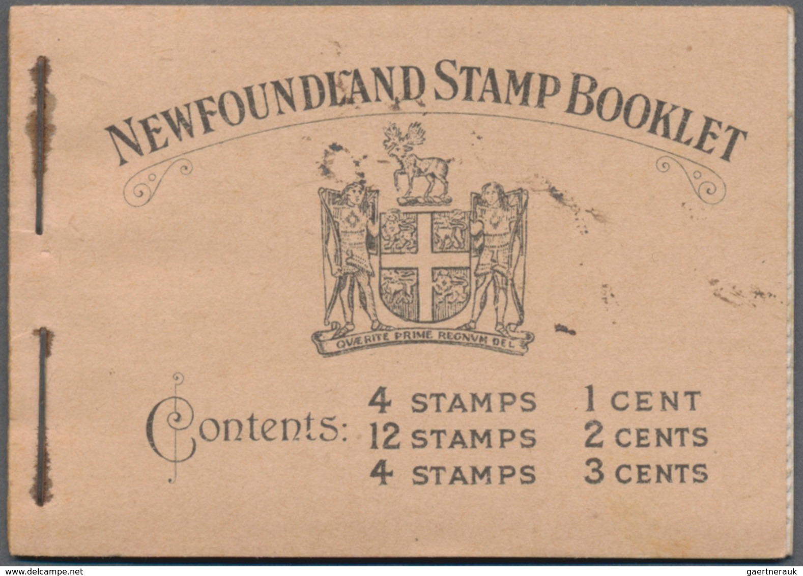 Neufundland: BOOKLETS: 1932, 40c. Booklet, Black On Buff Cover, Slight Rust Marks Otherwise Very Fre - 1857-1861