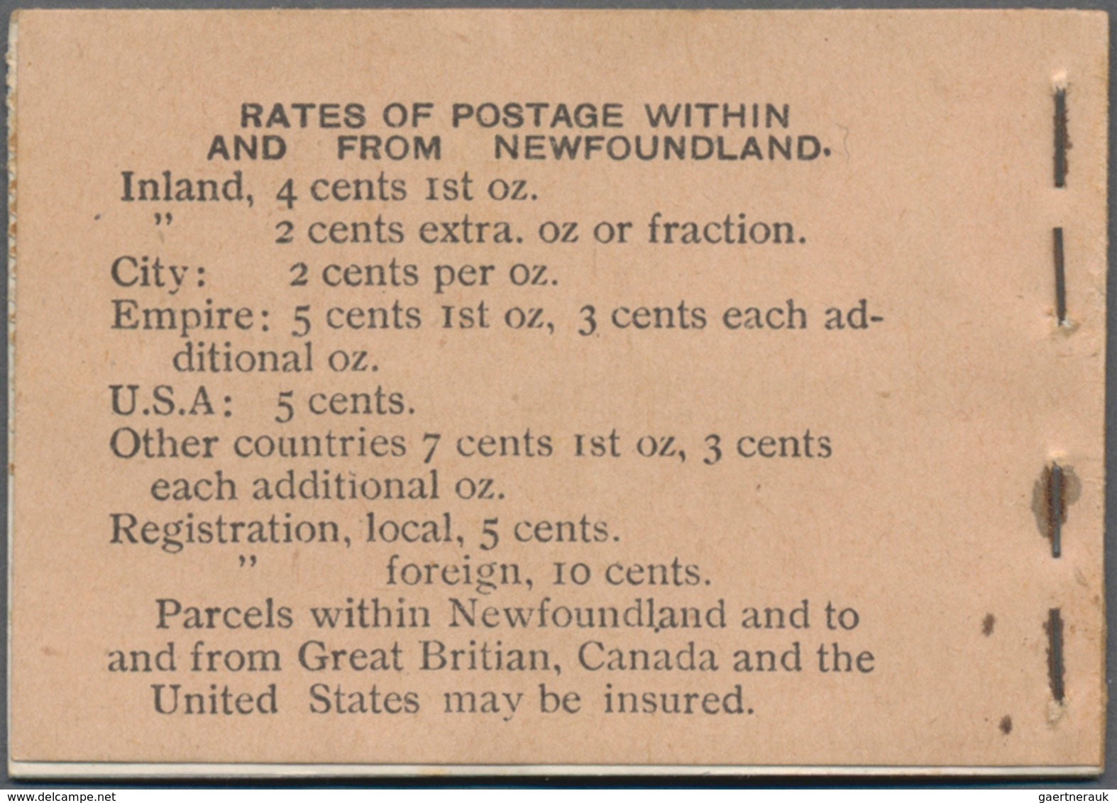 Neufundland: BOOKLETS: 1932, 40c. Booklet, Black On Buff Cover, Slight Rust Marks Otherwise Very Fre - 1857-1861