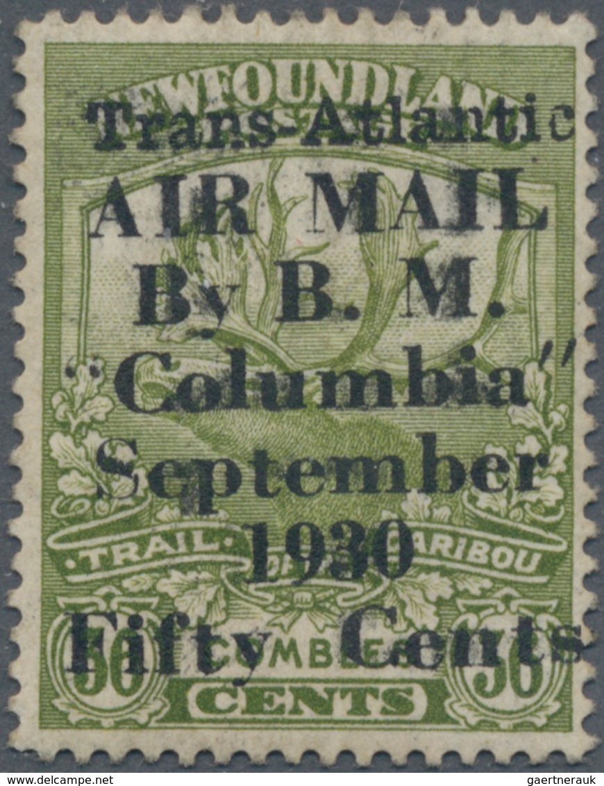 Neufundland - Flugpost: 1930, 36 C. Sage-green With Overprint „Trans-Atlantic AIR MAIL By B.M. „Colu - Einde V/d Catalogus (Back Of Book)