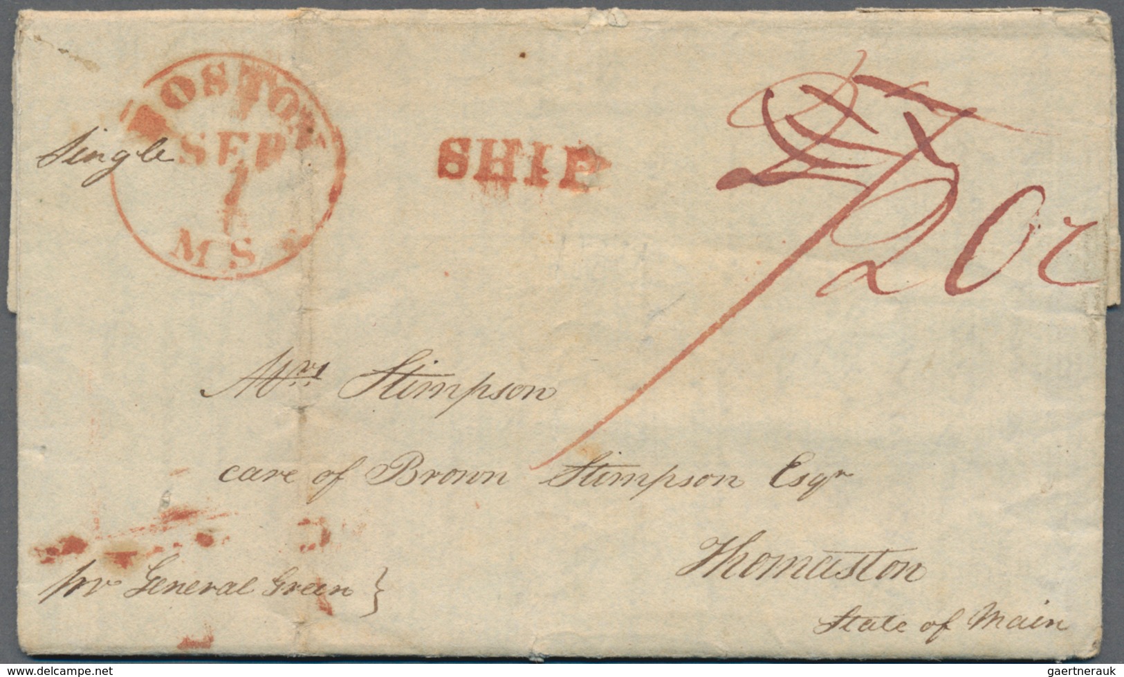 Neuschottland: 1821, NOVA SCOTIA / HALIFAX: Schiff ("General Green")-Briefaufgabe Nach Thomaston, Ma - Brieven En Documenten