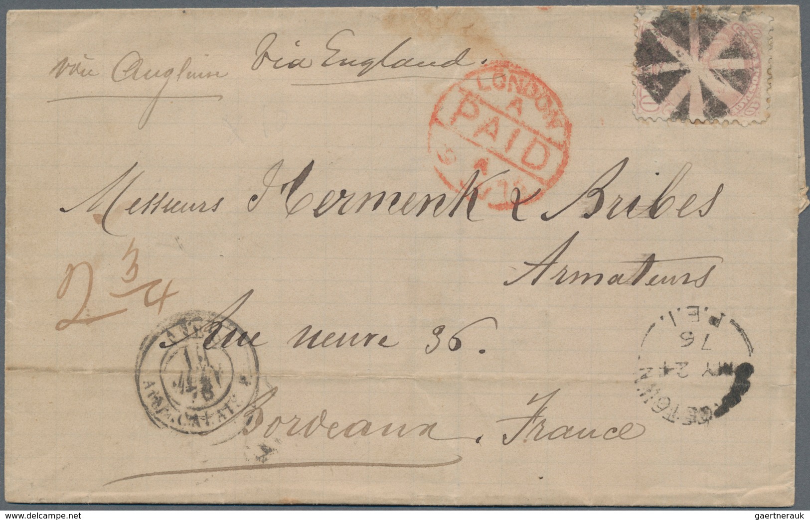 Kanada: 1876, Small Queen Victoria 10 C Pale-lilac Tied By Cork Cancel On Folded Letter Written In M - Gebraucht