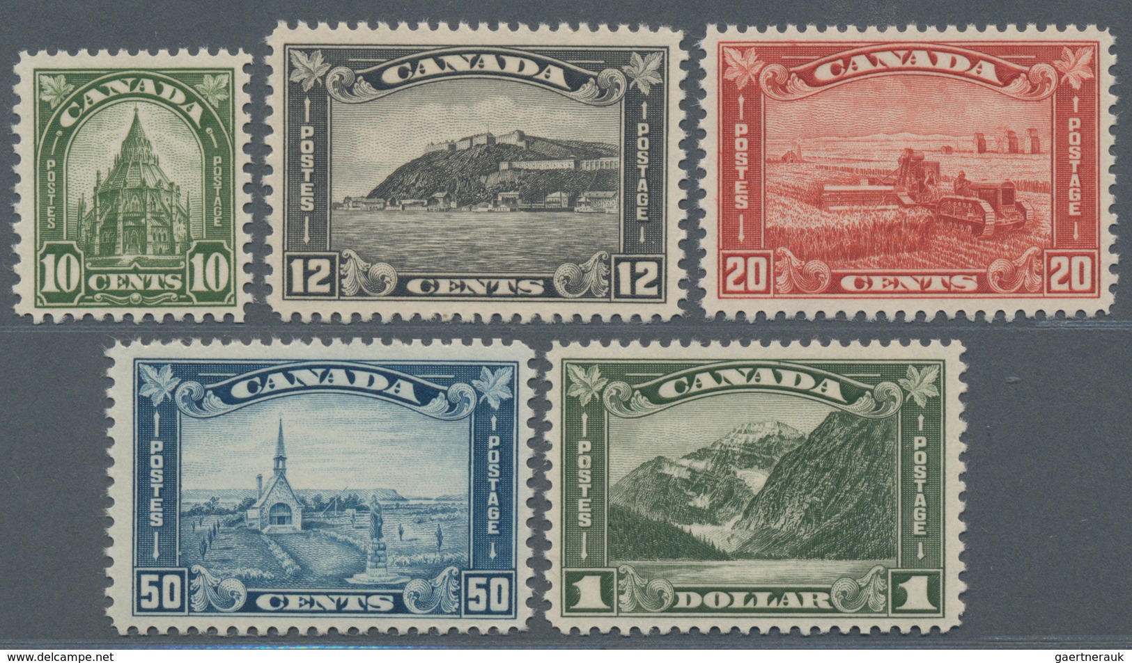 Kanada: 1930/35, 5 Values Of The Series Landscapes, Centered Luxury Set, MNH. - Gebruikt