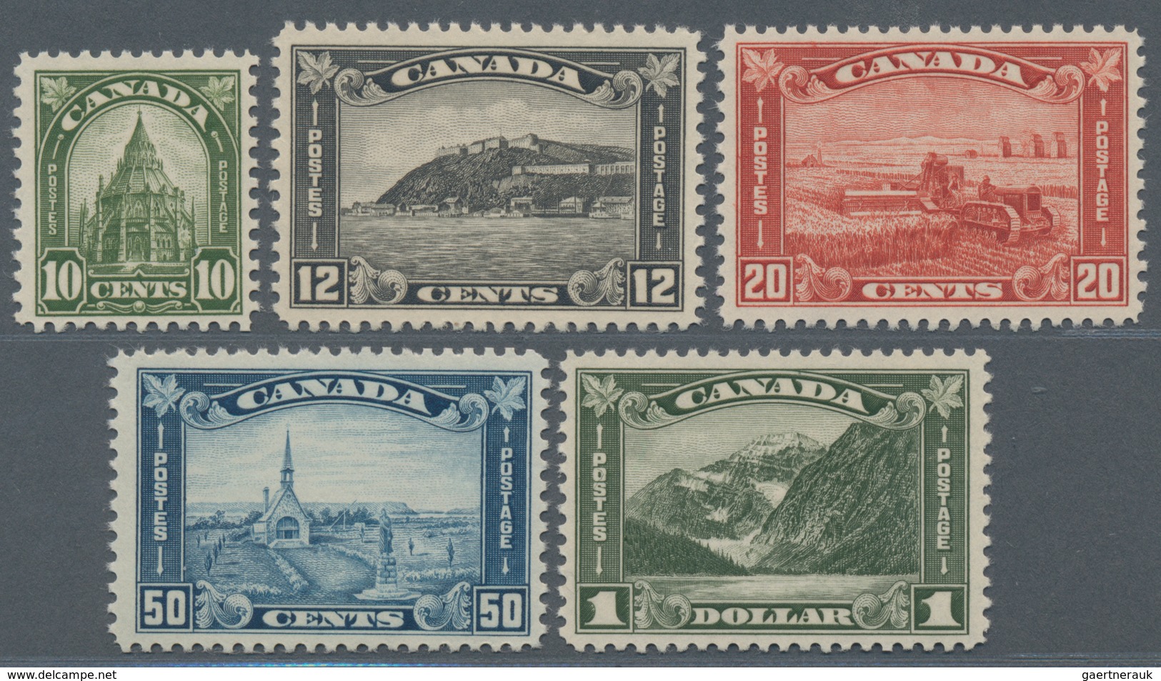 Kanada: 1930/35, 5 Values Of The Series Landscapes, Centered Luxury Set, MNH. - Used Stamps
