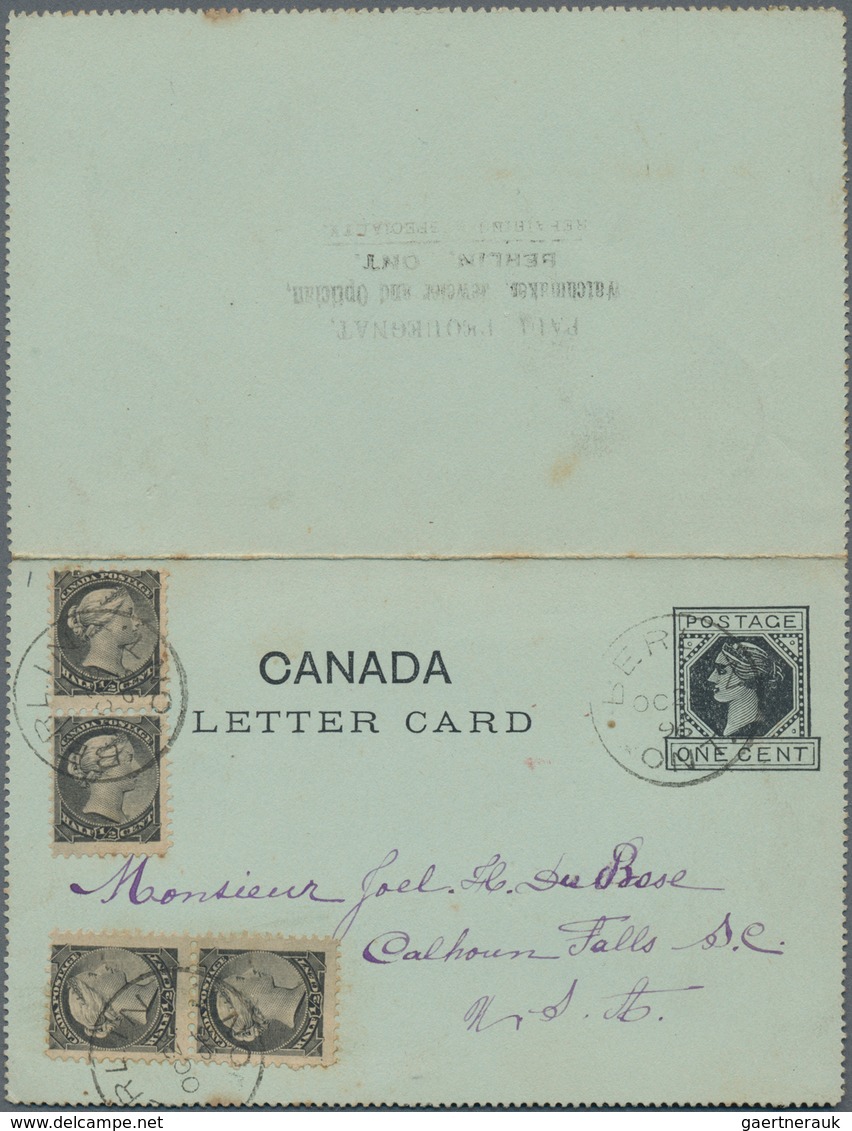 Canada - Ganzsachen: 1896, Two Postal Stationery Letter Cards 1c Black With Additional Franking Four - 1903-1954 Kings