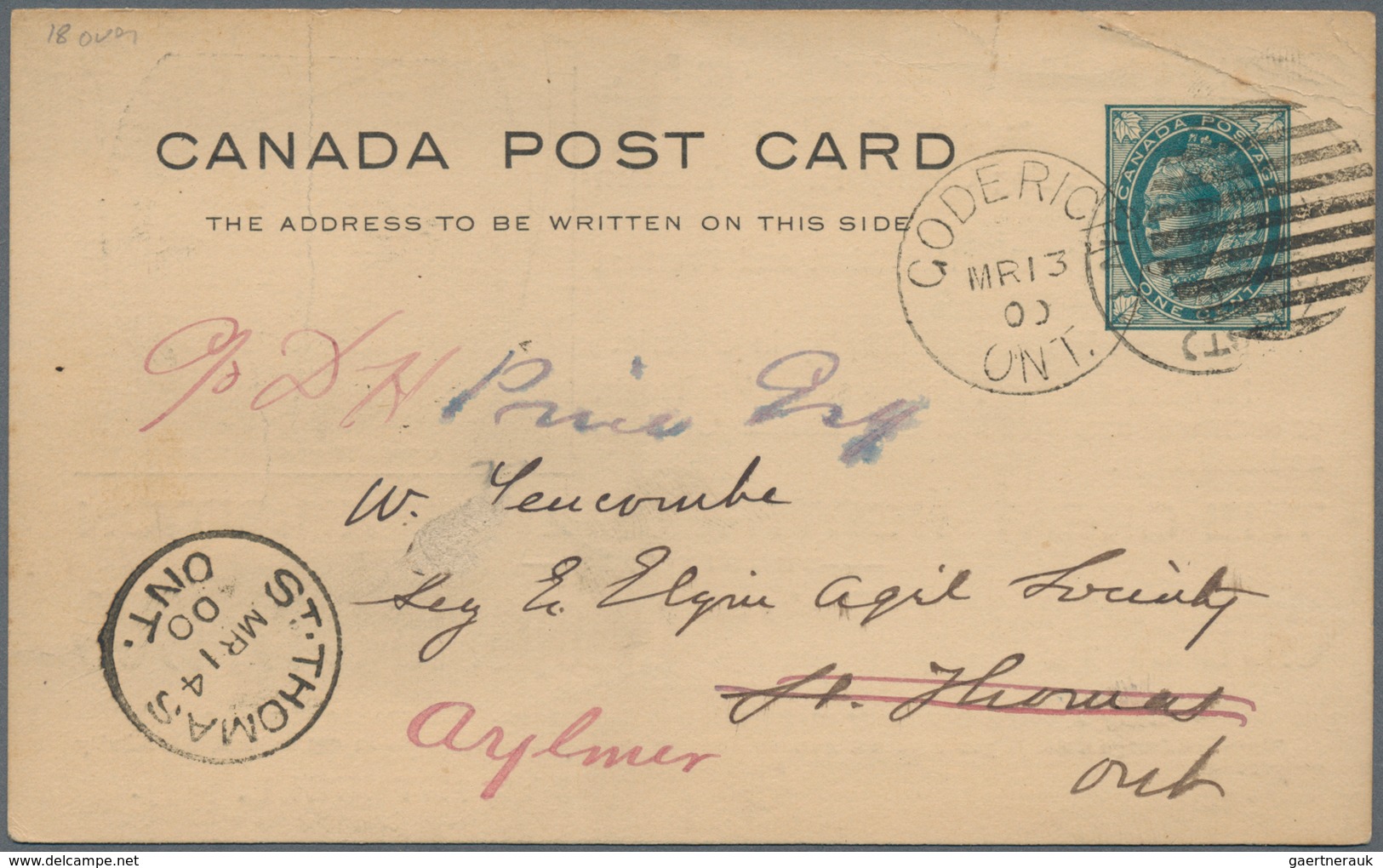 Canada - Ganzsachen: 1900/1901, Three Postal Stationery Cards 1c Blue-green With Additional Printing - 1903-1954 De Koningen