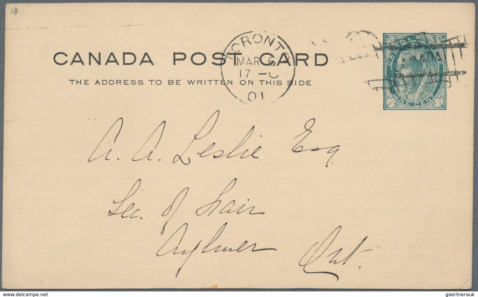 Canada - Ganzsachen: 1900/1901, Three Postal Stationery Cards 1c Blue-green With Additional Printing - 1903-1954 De Koningen