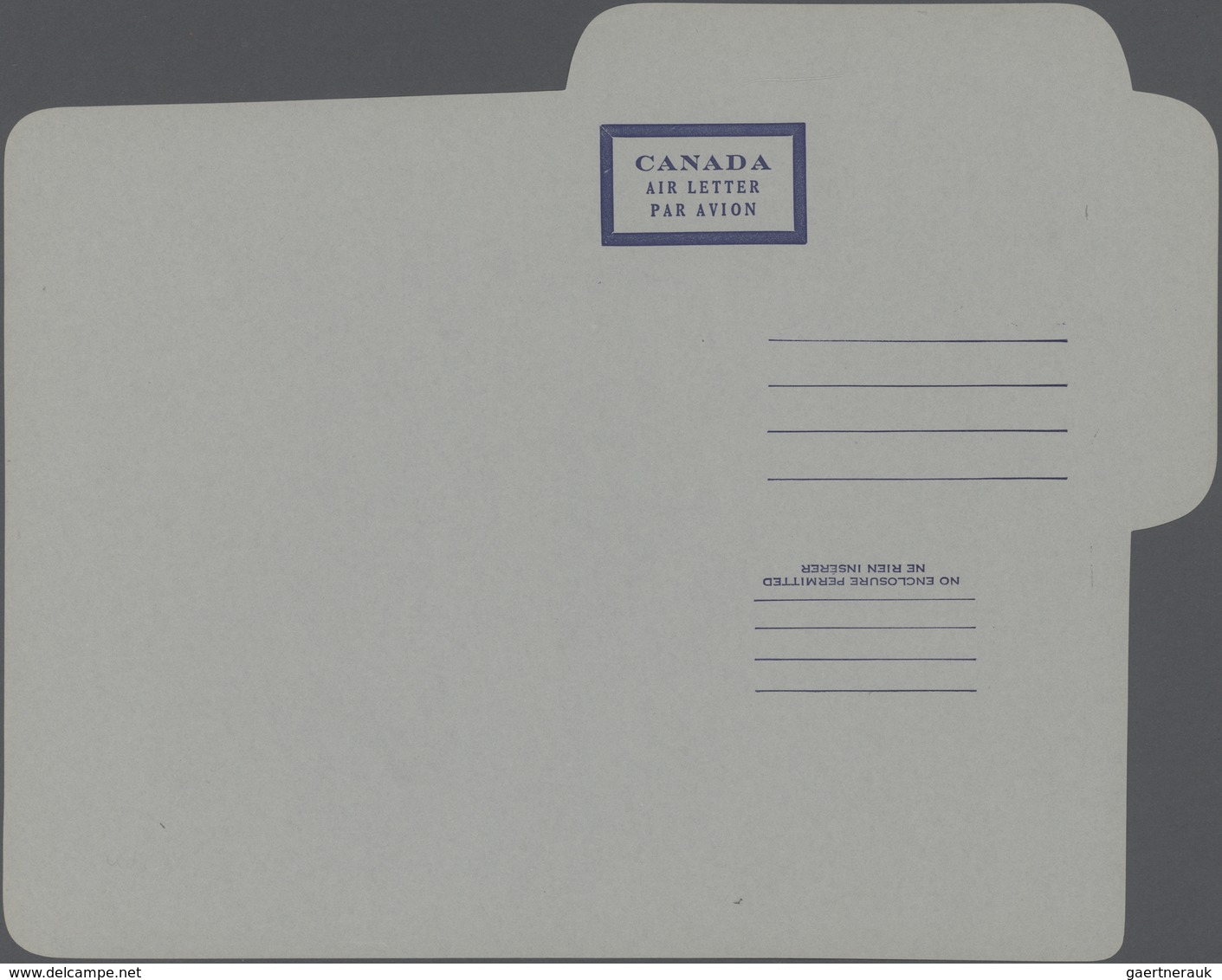 Canada - Ganzsachen: 1948 Unused And Unfolded Aerogram 10 Cents Dark Blue On Grey Paper, Form Proof, - 1903-1954 De Koningen