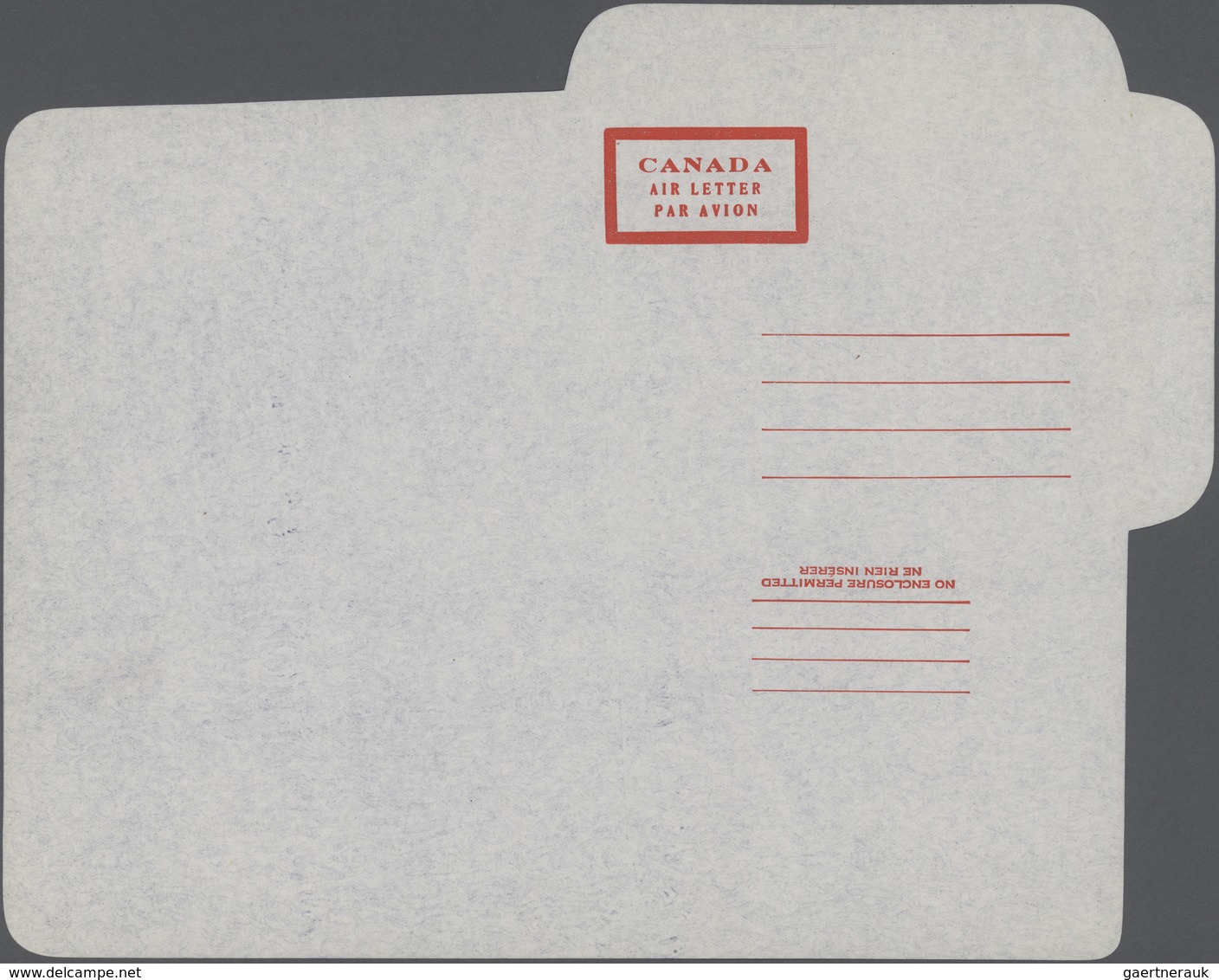 Canada - Ganzsachen: 1948 Unused And Unfolded Aerogram 10 Cents Dark Blue On Grey Paper, Red Form Pr - 1903-1954 Kings