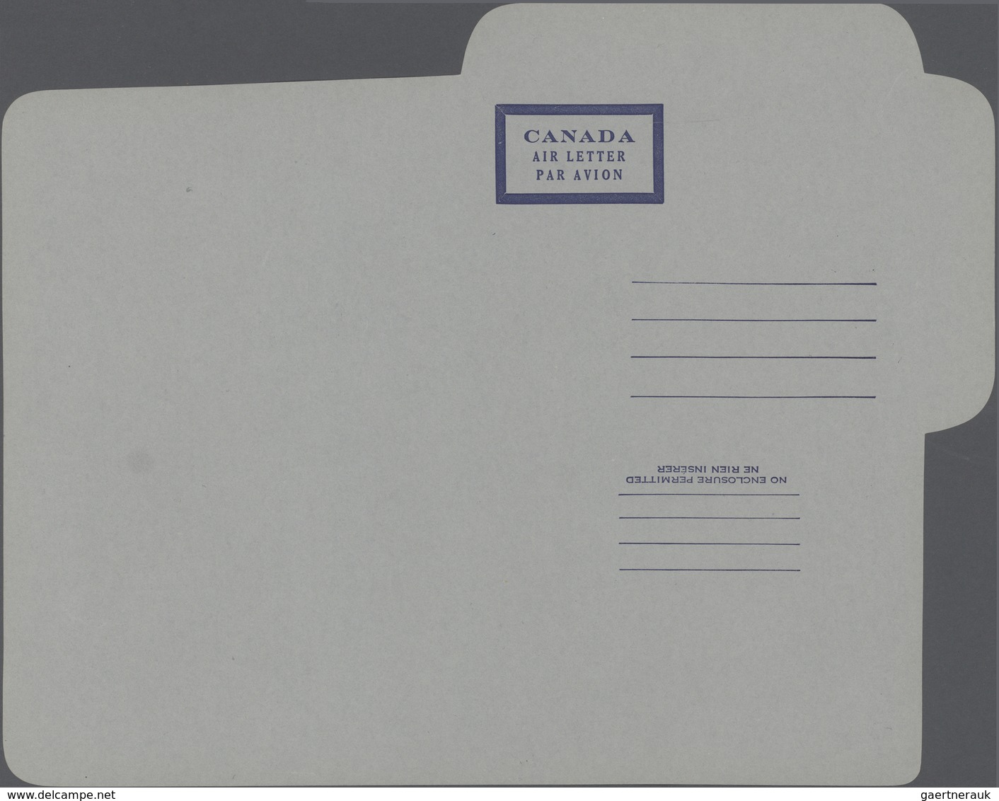 Canada - Ganzsachen: 1948 Unused And Unfolded Aerogram 10 Cents Dark Blue On Grey Paper Form Proof, - 1903-1954 De Koningen
