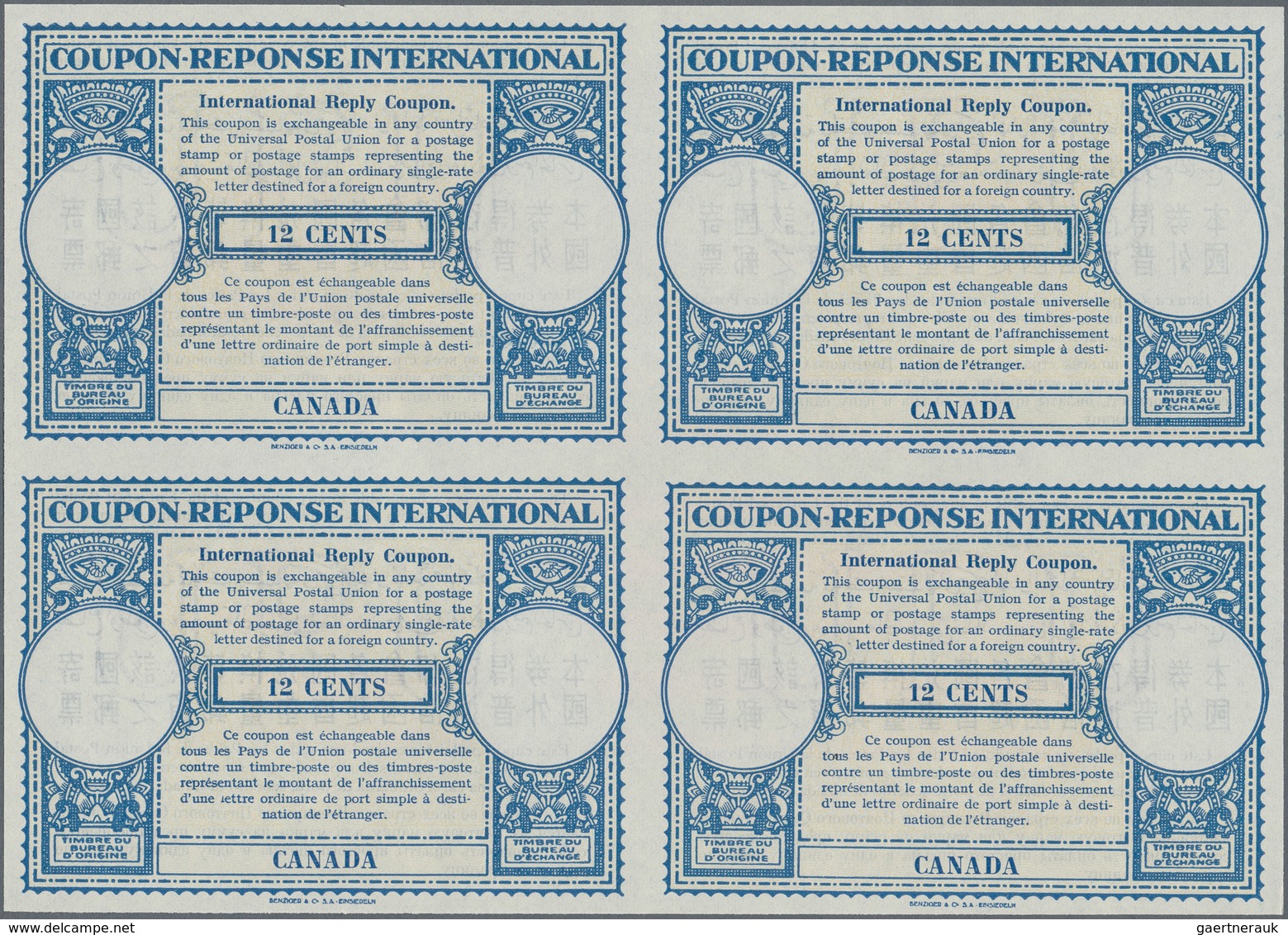 Canada - Ganzsachen: 1948. International Reply Coupon 12 Cents (London Type) In An Unused Block Of 4 - 1903-1954 De Koningen